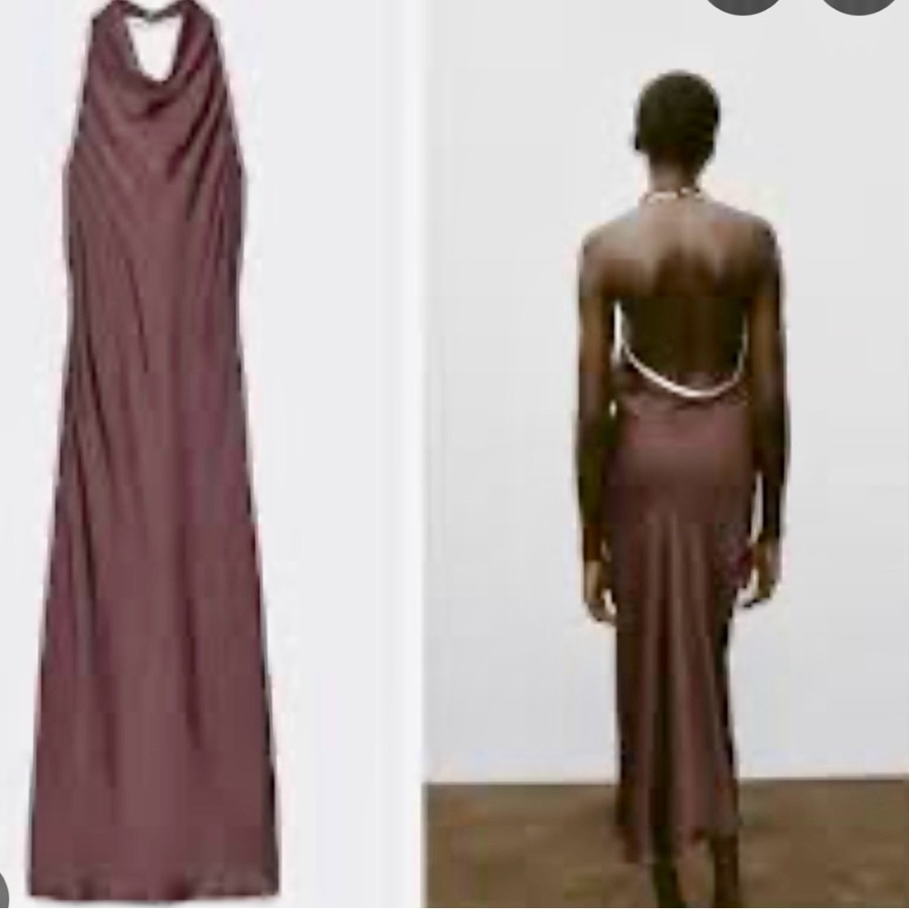 Zara Brand New Dress Size L
Contrast Piped Satin Midi Dress